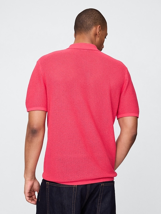 Image number 3 showing, Textured Crochet Polo Shirt