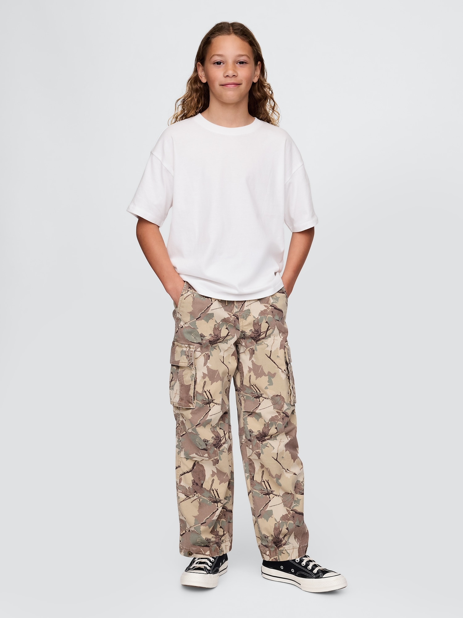 Kids Pull-On Camo Cargo Baggy Pants