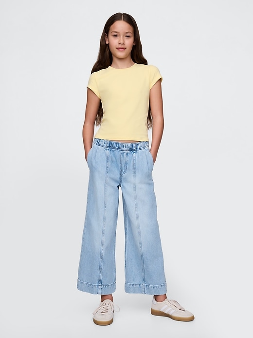 Image number 1 showing, Kids High Rise Stride Wide-Leg Ankle Jeans