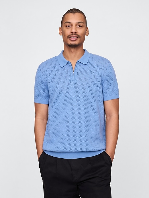 Image number 1 showing, Crochet Polo Shirt