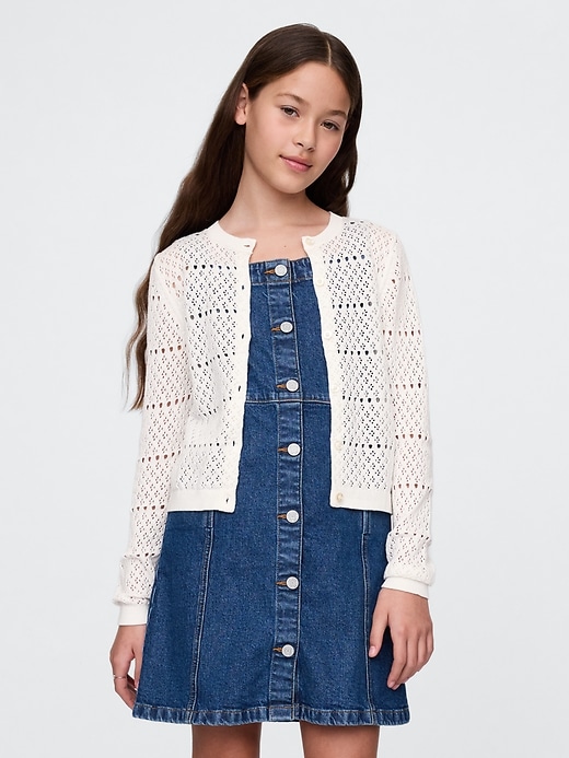 Image number 1 showing, Girls Pointelle Cardigan