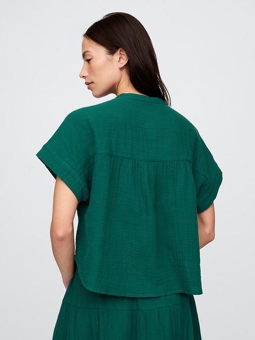 Image number 2 showing, Crinkle Gauze Dolman Shirt