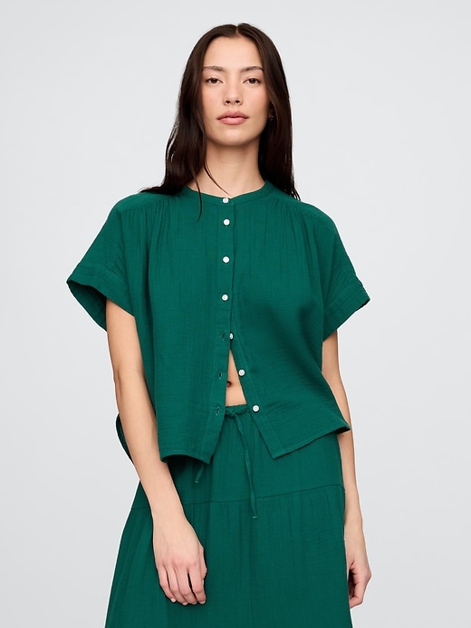 Image number 1 showing, Crinkle Gauze Dolman Shirt