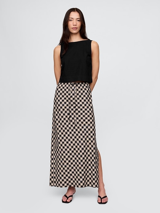 Image number 1 showing, Linen-Blend Midi Skirt