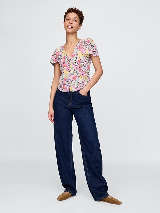 Image number 3 showing, Crepe Flutter-Sleeve Top