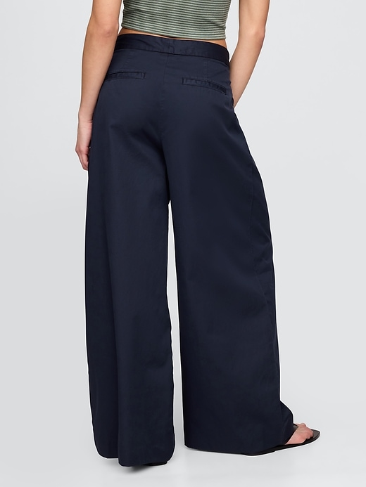 Image number 4 showing, High Rise Twill Pleated Wide-Leg Khakis