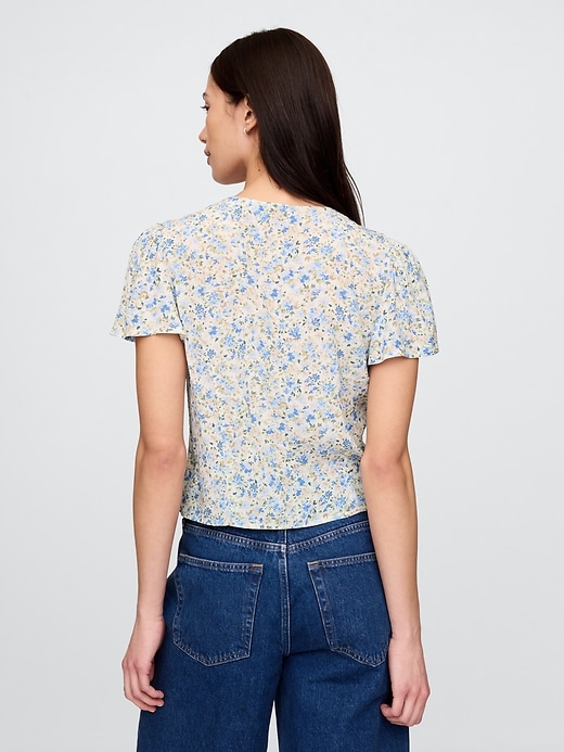 Image number 2 showing, Crepe Flutter-Sleeve Top