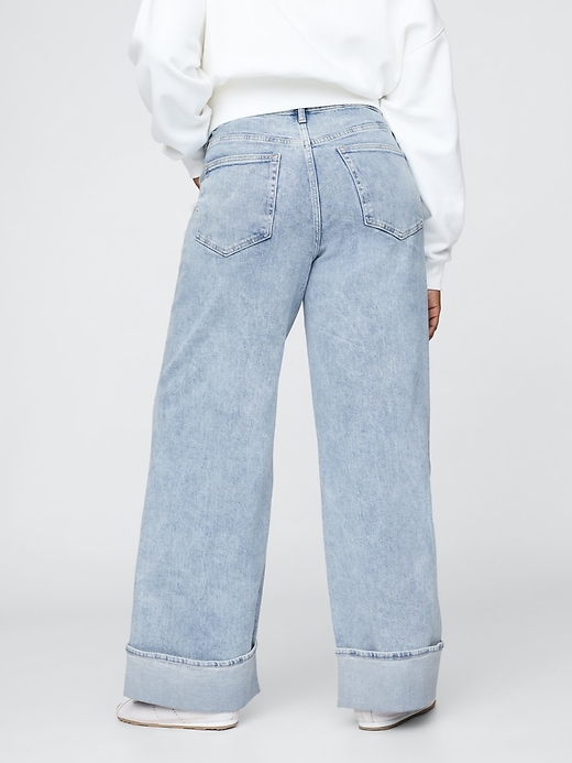 Image number 7 showing, High Rise Stride Cuffed Wide-Leg Jeans