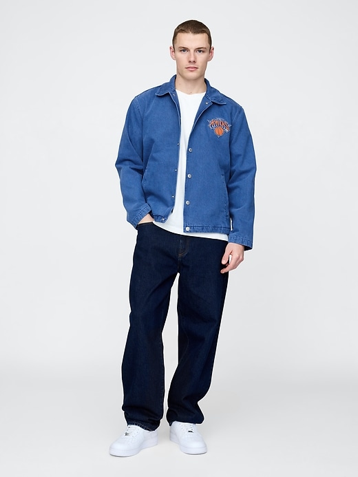 Image number 3 showing, NBA New York Knicks Logo Denim Coaches Jacket