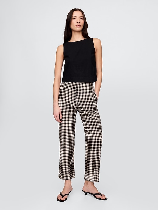 Image number 1 showing, Linen-Blend Relaxed Straight Ankle Pants