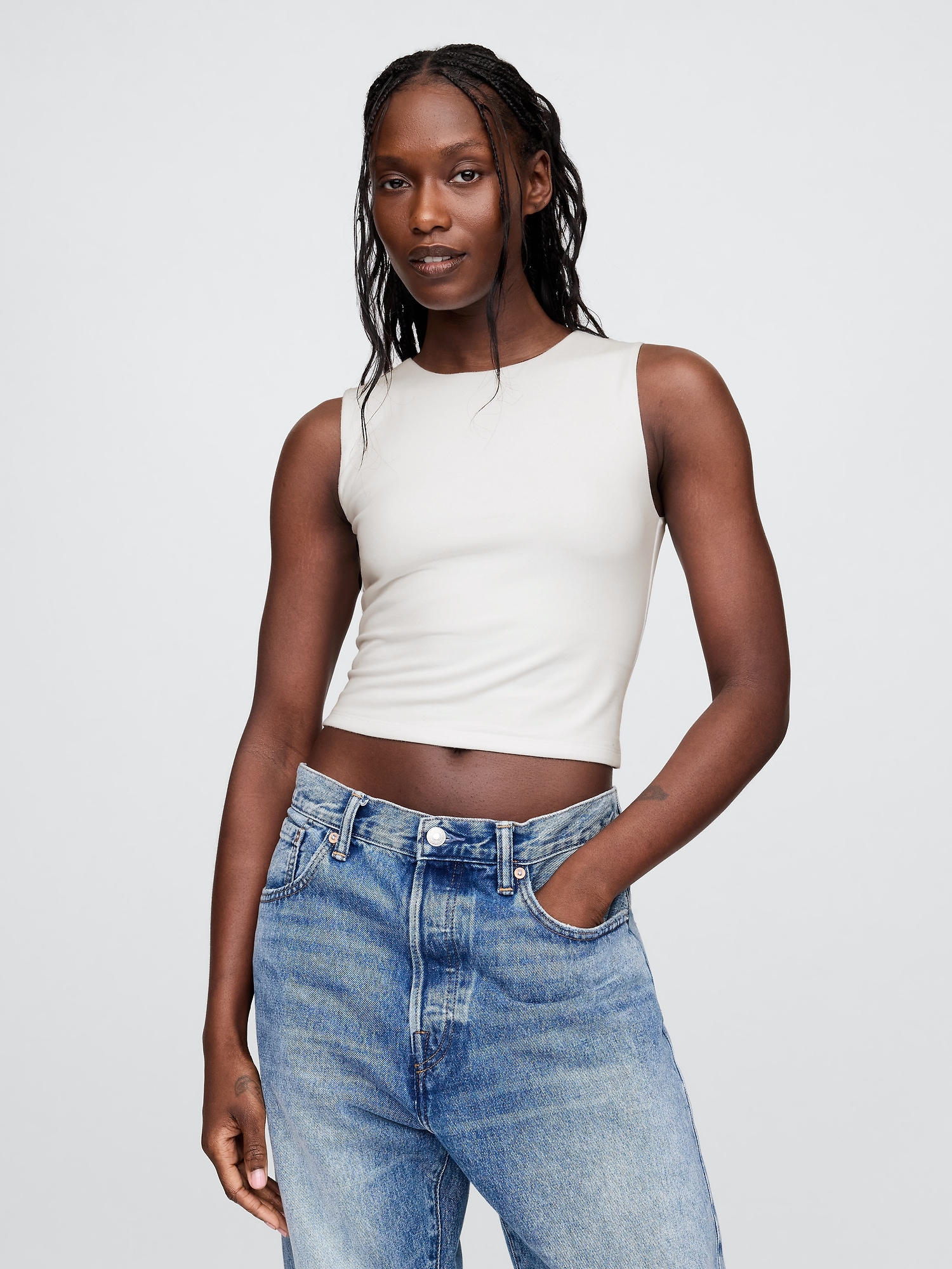 CloseKnit Jersey Cropped Shell Tank Top