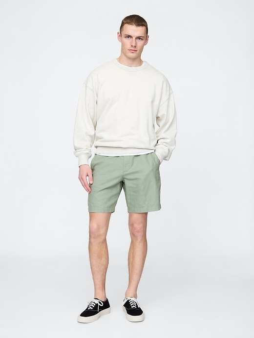 Image number 1 showing, 8" Linen-Cotton Shorts