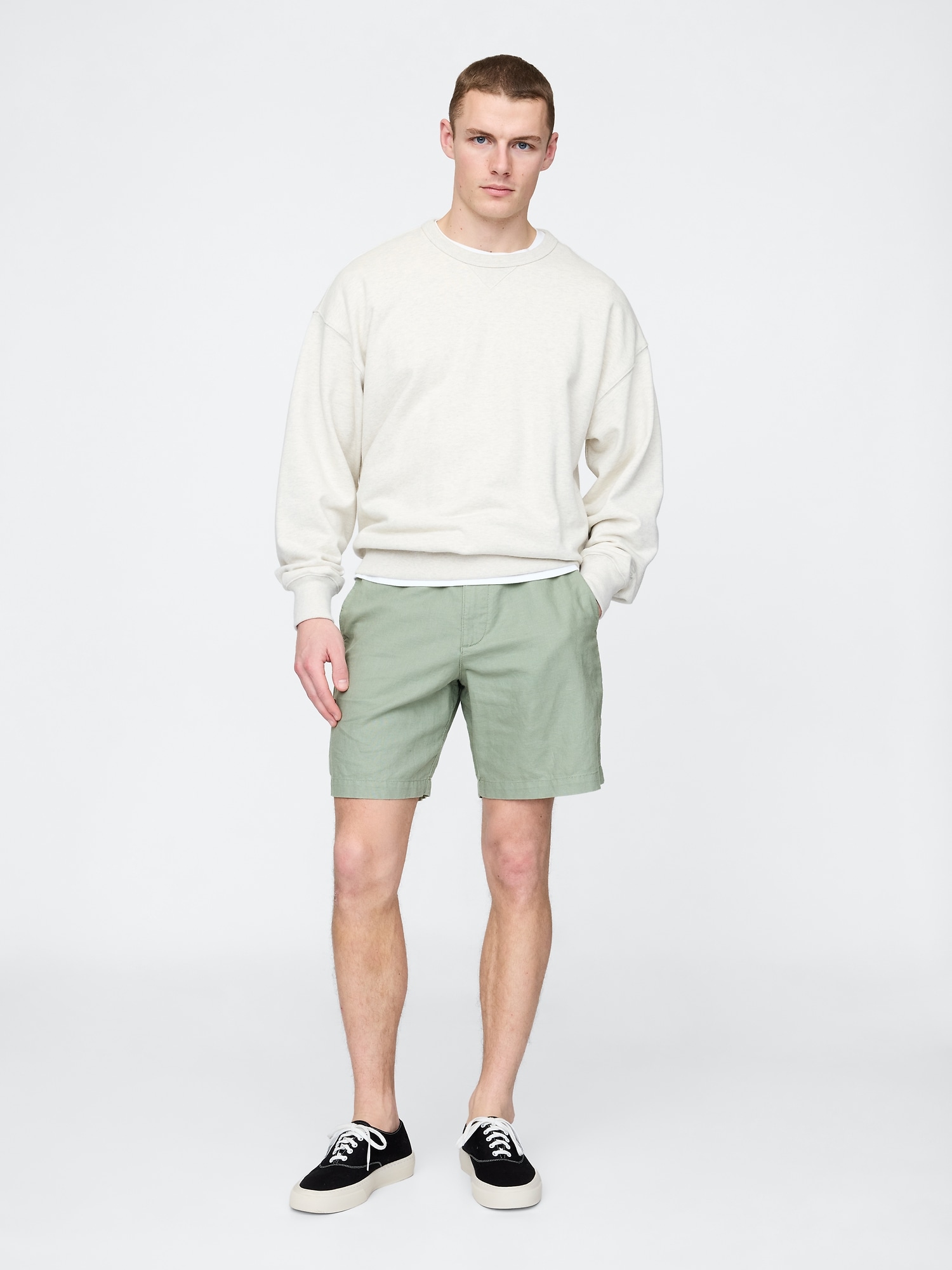 8" Linen-Cotton Shorts