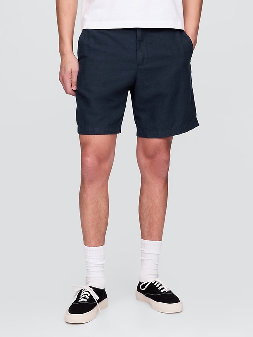 Image number 2 showing, 8" Linen-Cotton Shorts