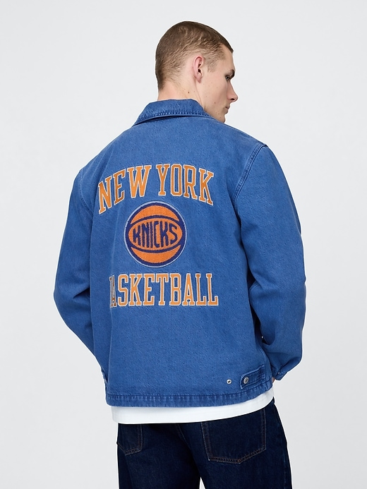 Image number 2 showing, NBA New York Knicks Logo Denim Coaches Jacket