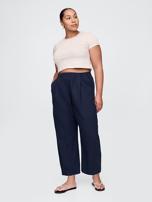 Image number 6 showing, Mid Rise Linen-Blend Easy Barrel Pants