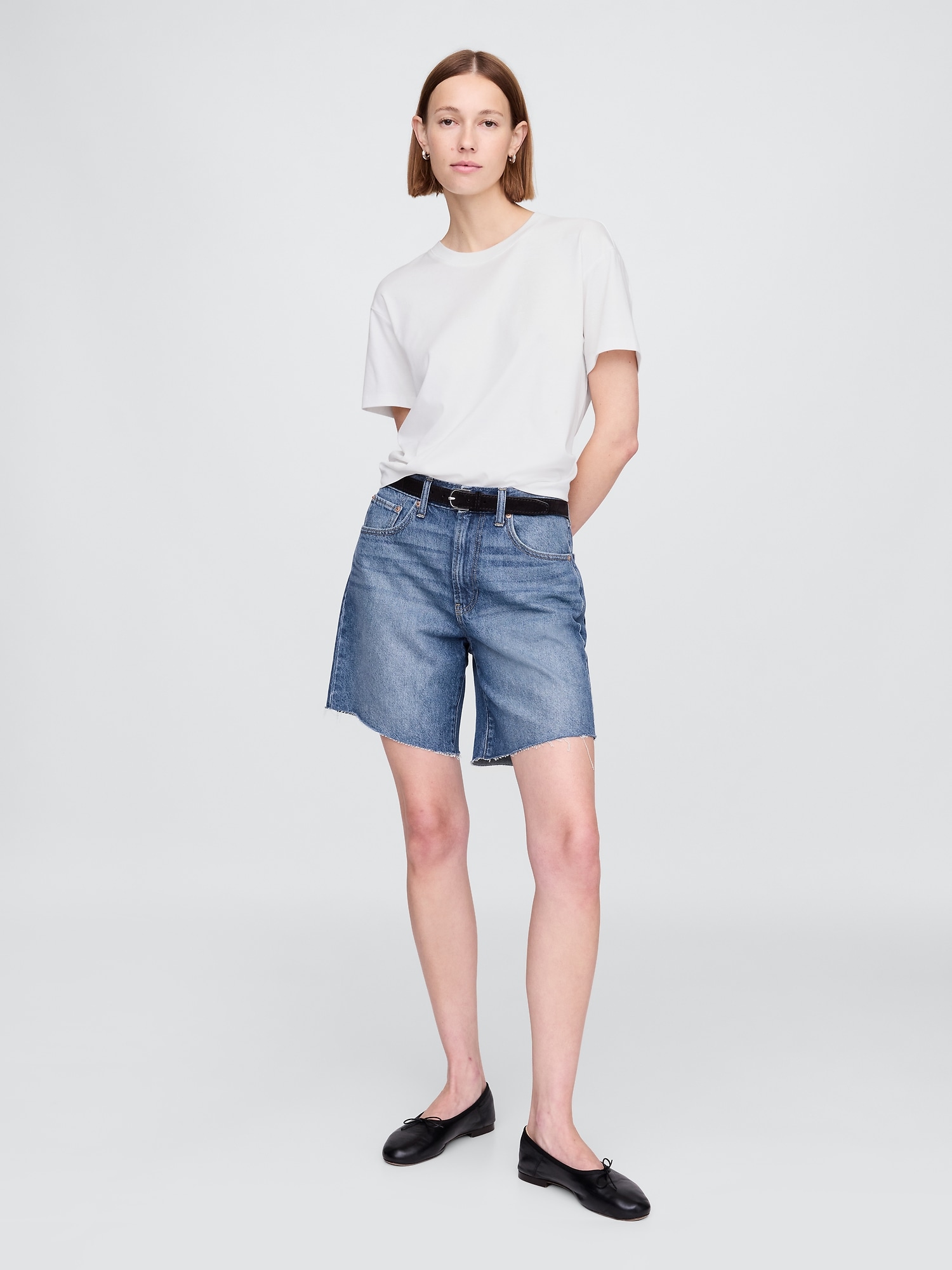 8" Mid Rise '90s Loose Denim Bermuda Shorts