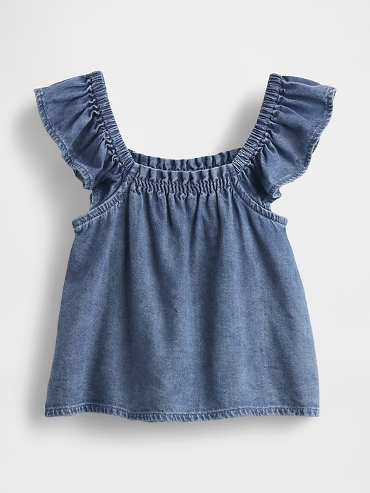 Image number 3 showing, Baby & Toddler Denim Ruffle Top