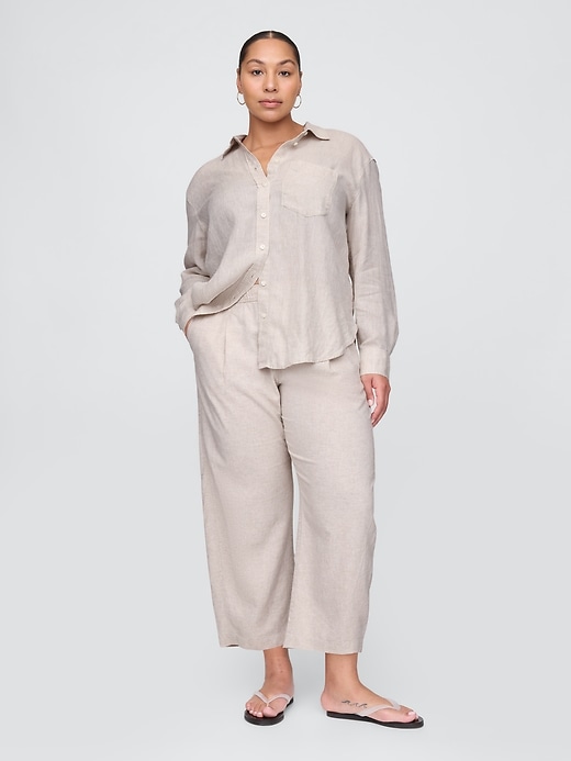 Image number 5 showing, Mid Rise Linen-Blend Easy Barrel Pants