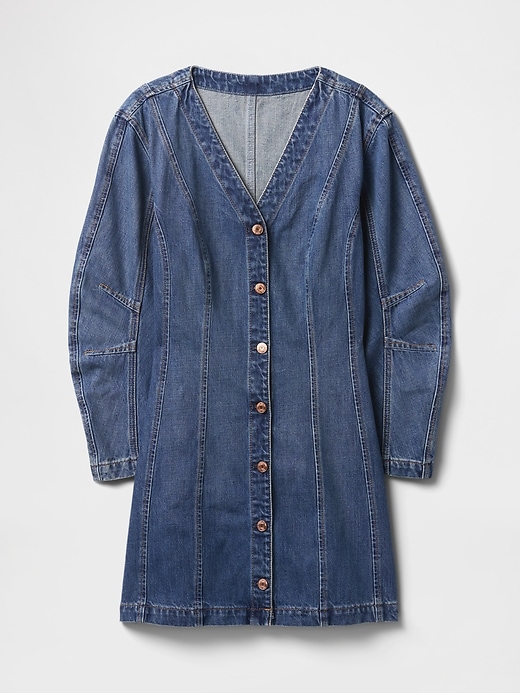 Image number 7 showing, Barrel-Sleeve Denim Mini Dress