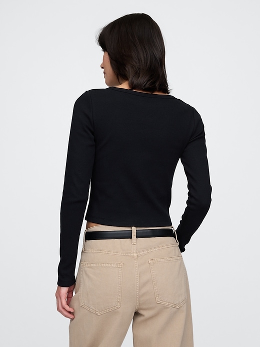 Image number 3 showing, Heavyweight Rib Cropped Boatneck T-Shirt