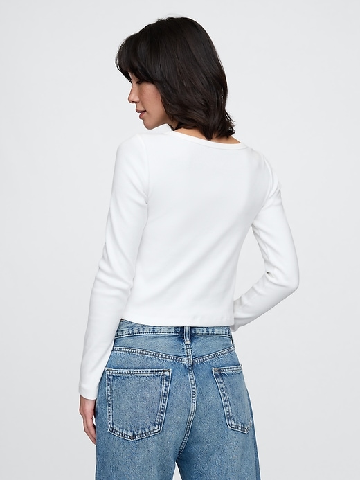 Image number 3 showing, Heavyweight Rib Cropped Boatneck T-Shirt