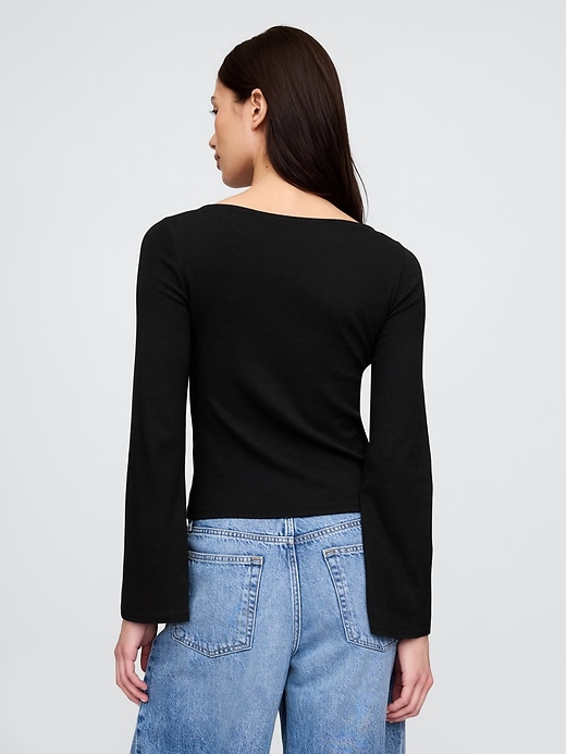 Image number 3 showing, Modern Boatneck Bell-Sleeve T-Shirt