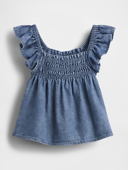 Image number 2 showing, Baby & Toddler Denim Ruffle Top