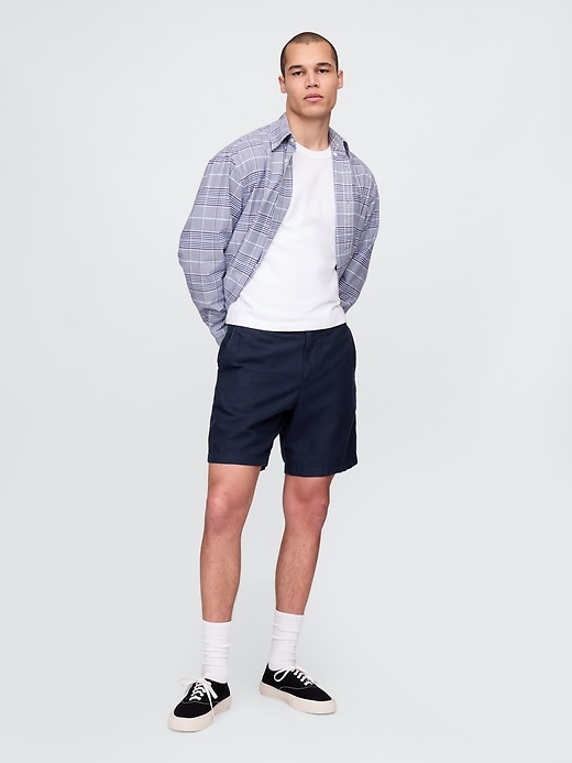 Image number 1 showing, 8" Linen-Cotton Shorts