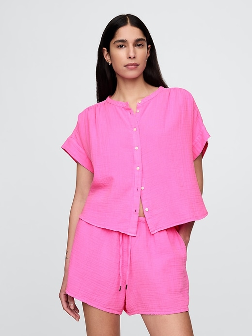 Image number 1 showing, Crinkle Gauze Dolman Shirt