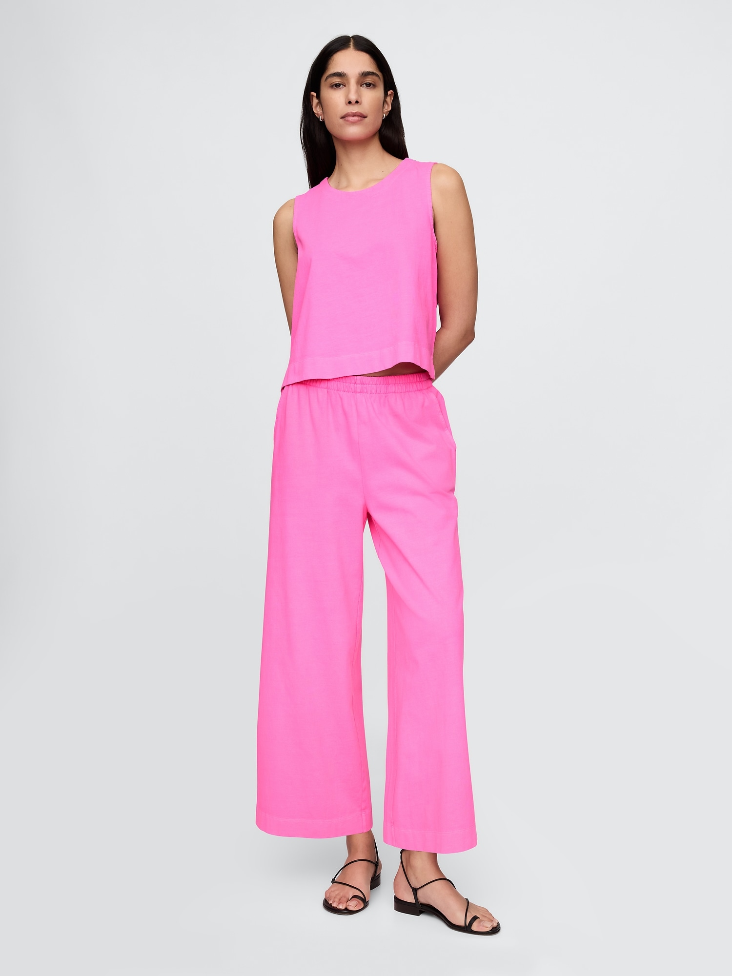 Organic Cotton Heavyweight Cropped Wide-Leg Pants