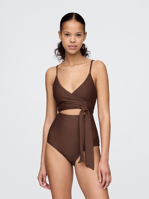 Image number 1 showing, Tie-Knot Cutout One-Piece Swimsuit