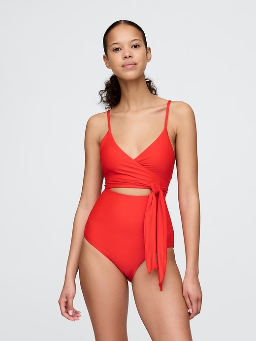 Image number 1 showing, Tie-Knot Cutout One-Piece Swimsuit