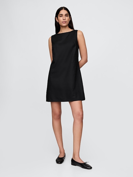 Image number 1 showing, Linen-Blend Mini Shift Dress