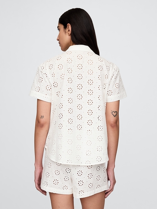 Image number 3 showing, Eyelet Poplin PJ Shirt