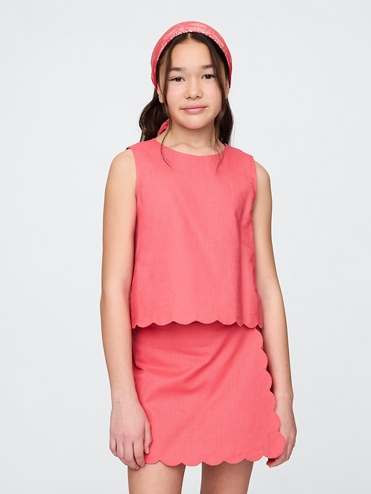 Image number 1 showing, Kids Linen-Cotton Scalloped Top