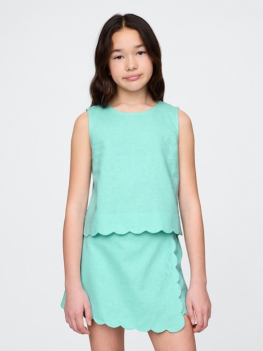 Image number 1 showing, Kids Linen-Cotton Scalloped Top