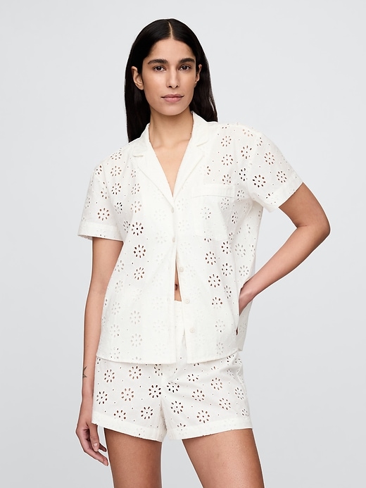 Image number 1 showing, Eyelet Poplin PJ Shirt