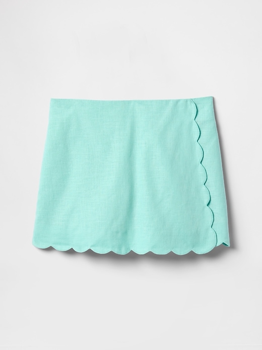 Image number 2 showing, Kids Linen-Cotton Scalloped Wrap Skort