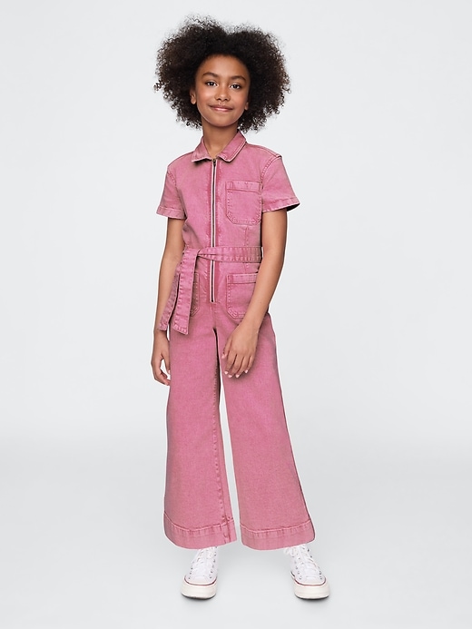 Image number 1 showing, Kids Belted Denim Jumpsuit