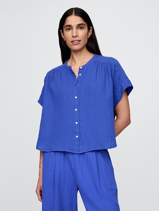 Image number 1 showing, Crinkle Gauze Dolman Shirt