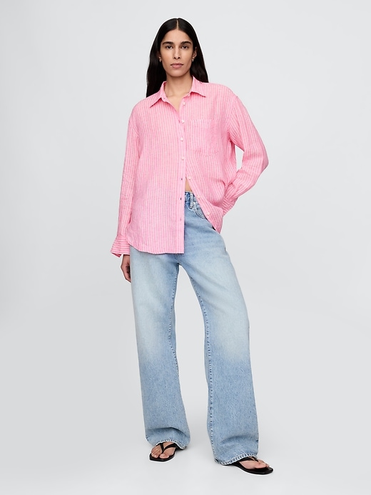 Image number 2 showing, 100% Linen Oversized Shirt