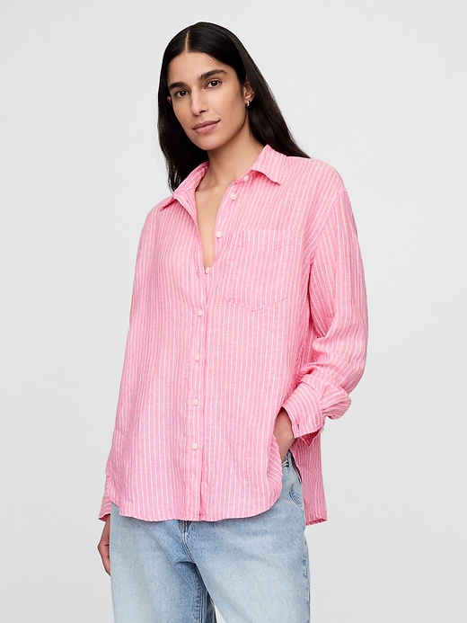 Image number 1 showing, 100% Linen Oversized Shirt