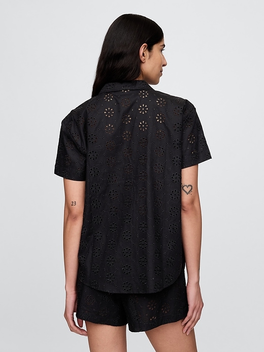 Image number 3 showing, Eyelet Poplin PJ Shirt