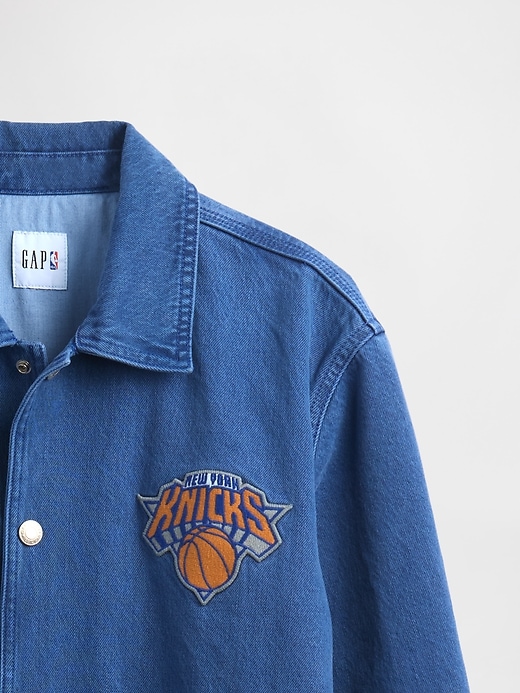 Image number 4 showing, NBA New York Knicks Logo Denim Coaches Jacket