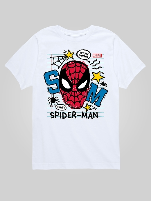 Image number 1 showing, Toddler Marvel Scribbled Spider-Man Short Sleeve Graphic Tee