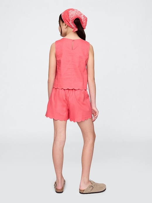 Image number 3 showing, Kids Linen-Cotton Scalloped Wrap Skort