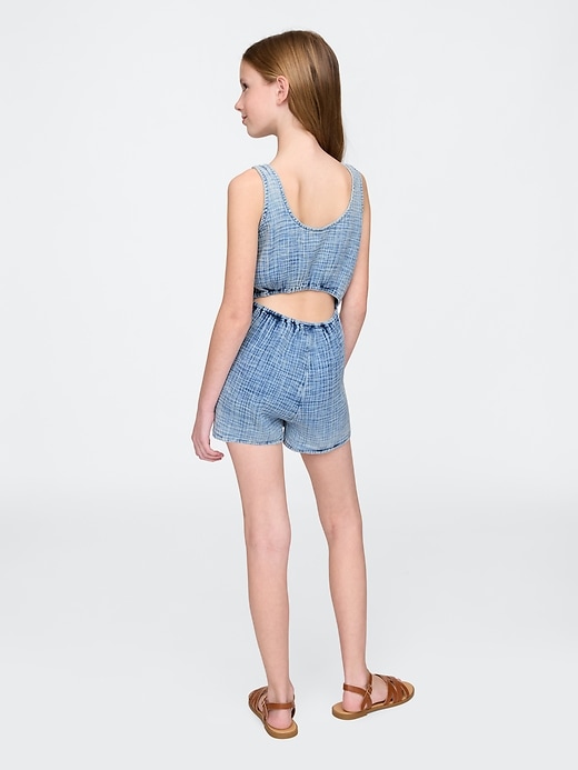 Image number 3 showing, Kids Crinkle Gauze Denim Romper