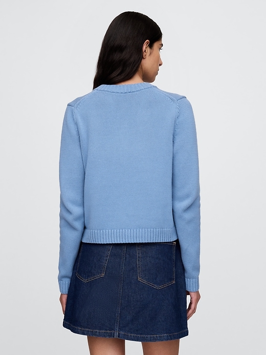 Image number 3 showing, 100% Cotton Crewneck Cardigan