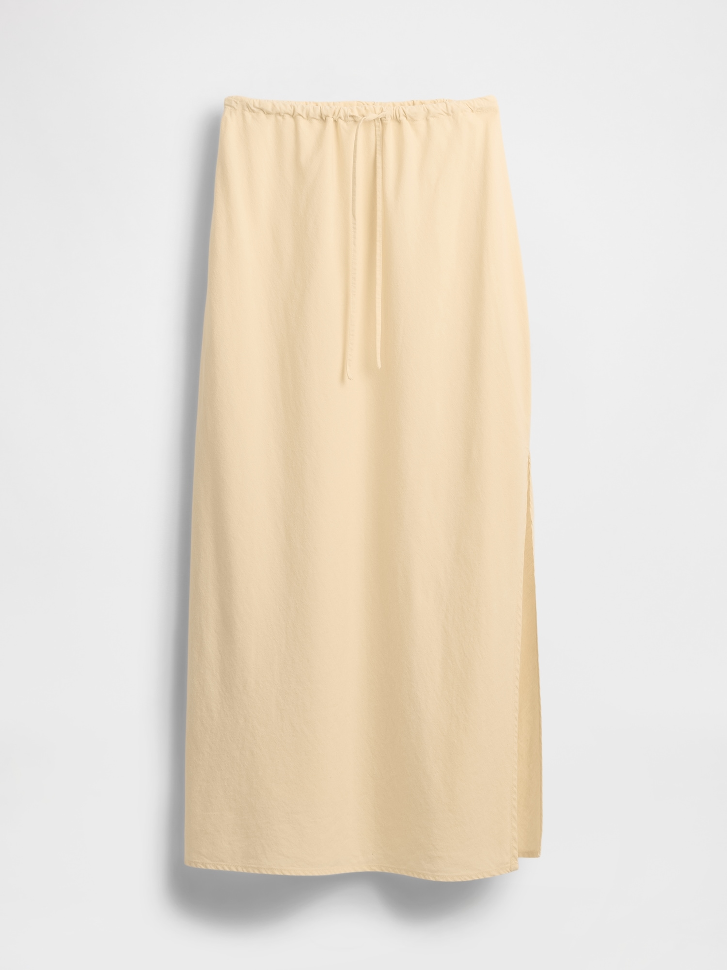 Linen-Blend Midi Skirt - Yellow